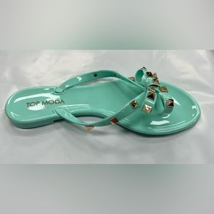 Top moda mint pvc flat sandals